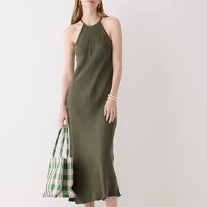 Jcrew Amber Slip Dress Olive